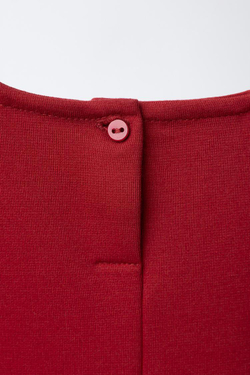 ZARA ПЛАТЬЕ ИЗ ТРИКОТАЖА «РОМА» С БАРХАТНЫМ БАНТОМ, ТЕМНО-РОЗОВЫЙ