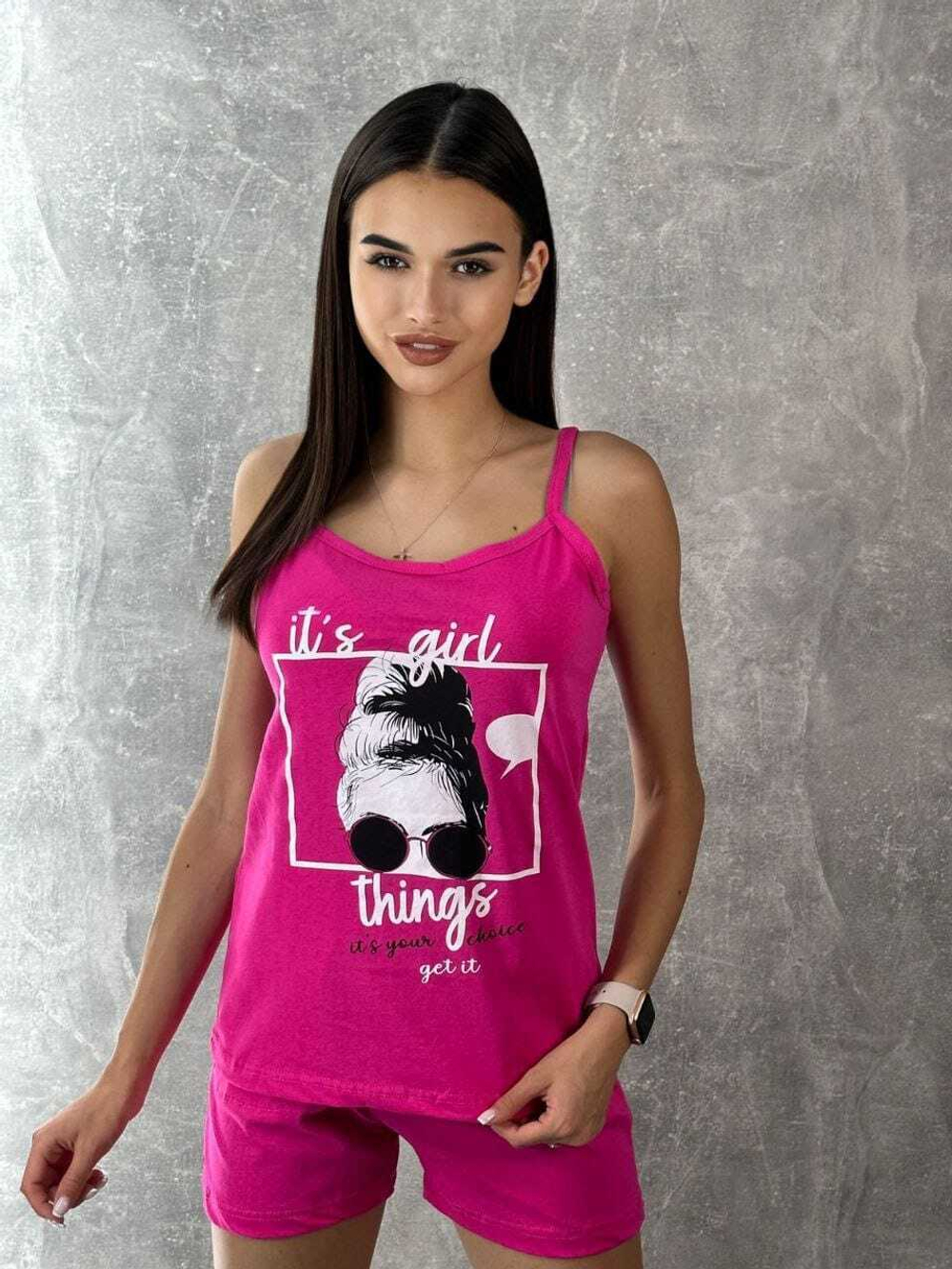 Пижама х/б шорты+майка на бретели УшМтб003