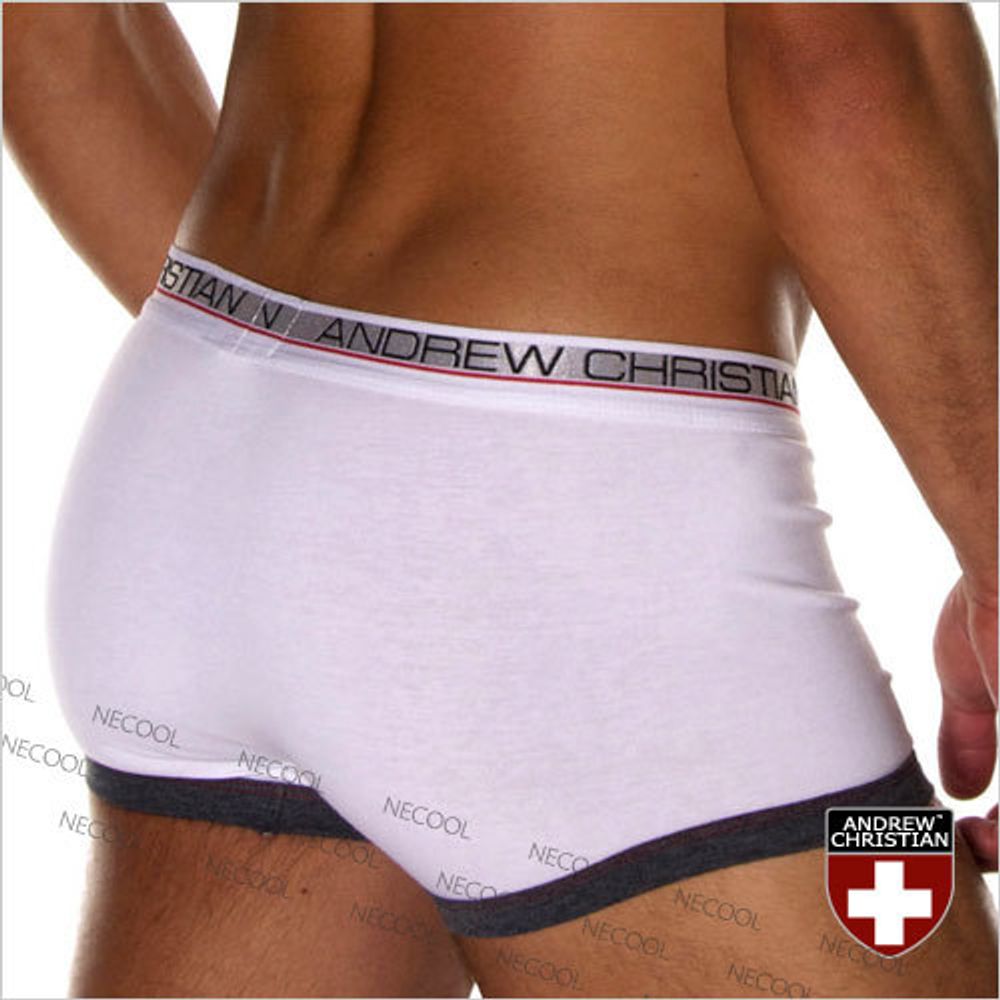 Мужские трусы боксеры Andrew Christian Show-it-low-profile Boxer White black  ART640