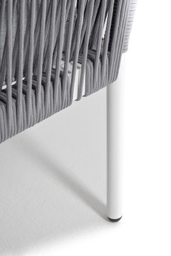 "Канны" угловой модуль плетеный из роупа, каркас алюминий белый шагрень, роуп светло-серый круглый, ткань светло-серая