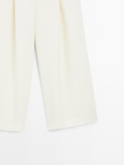 Massimo Dutti Брюки широкие из 100% льна - STUDIO, кремовый