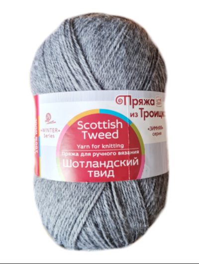 Пряжа "Шотландский твид", 100% шерсть, 100 гр - 360 м, серый меланж