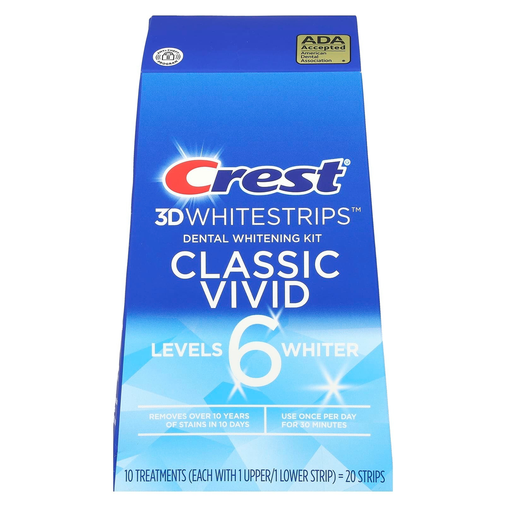 Crest, 3D Whitestrips™, набор для отбеливания зубов, классический яркий, 20 полосок