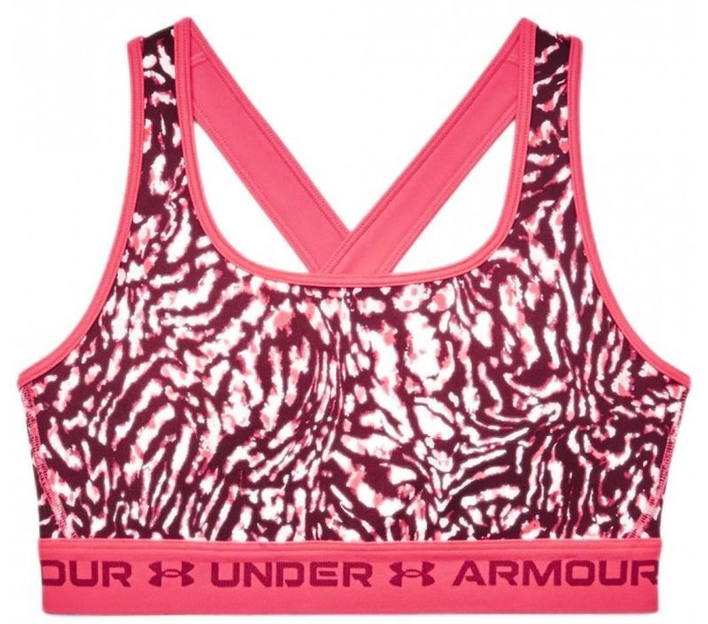 Теннисный бюстгальтер Under Armour Women's Armour Mid Crossback Printed Sports Bra - Pink
