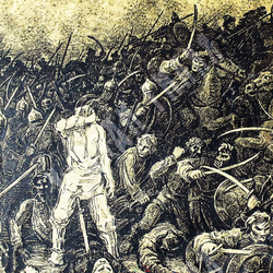 Лавров П. И. Из серии «Нашествие на Русь». Бумага, тушь. СССР. 1956 г.