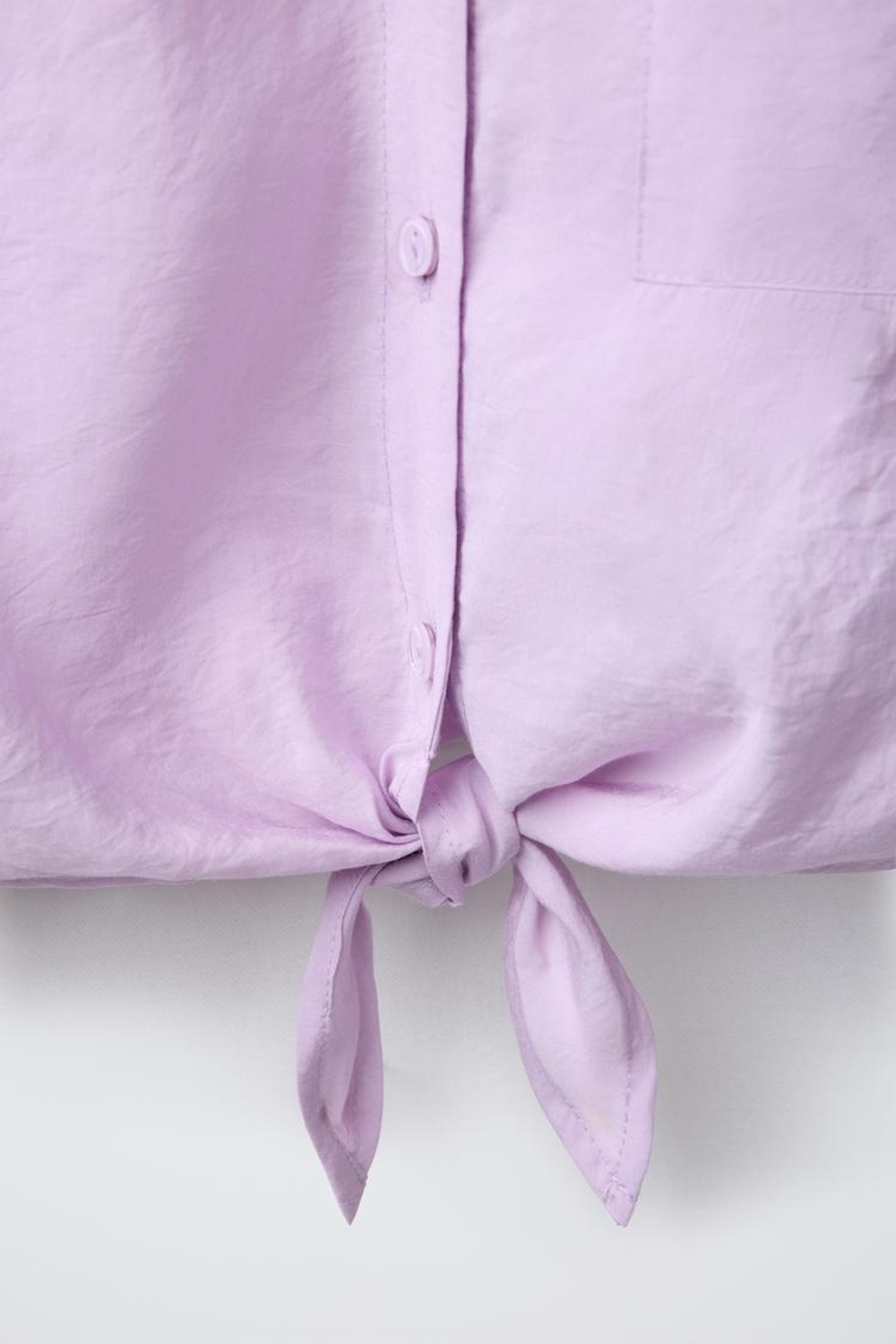 ZARA РУБАШКА СТРУЯЩЕГОСЯ КРОЯ С УЗЛОМ, СВЕТЛАЯ МАЛЬВА