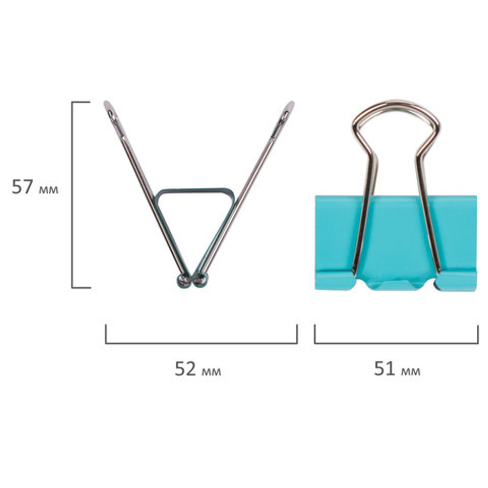 Зажимы для бумаг STAFF "Profit", КОМПЛЕКТ 12 шт., 51 мм, на 230 листов, цветные, картонная коробка