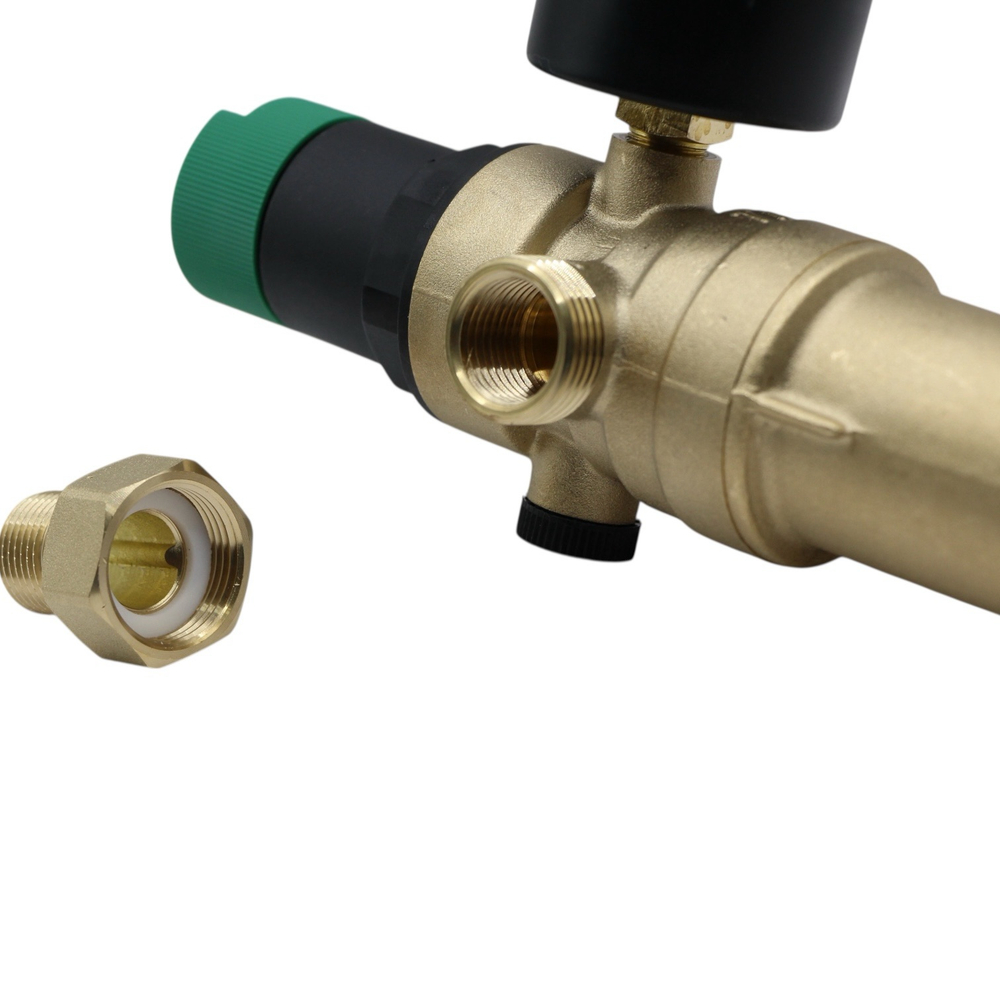 Фильтр самопромывной TIM 1/2" с редуктором давления в латунном корпусе