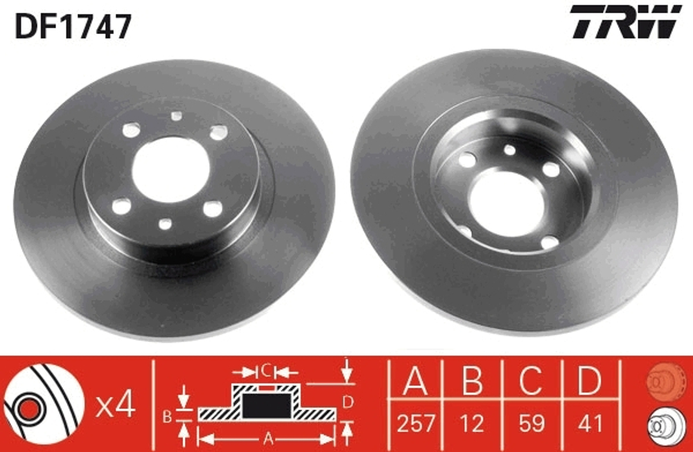 TRW - DF1747-TRW - Brake Disc