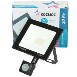 Прожектор светодиодный, Космос, Super-Slim, 20 Вт, 6500 К, IP65, 1600 Лм, дат движ., K_PR5_LED_20S