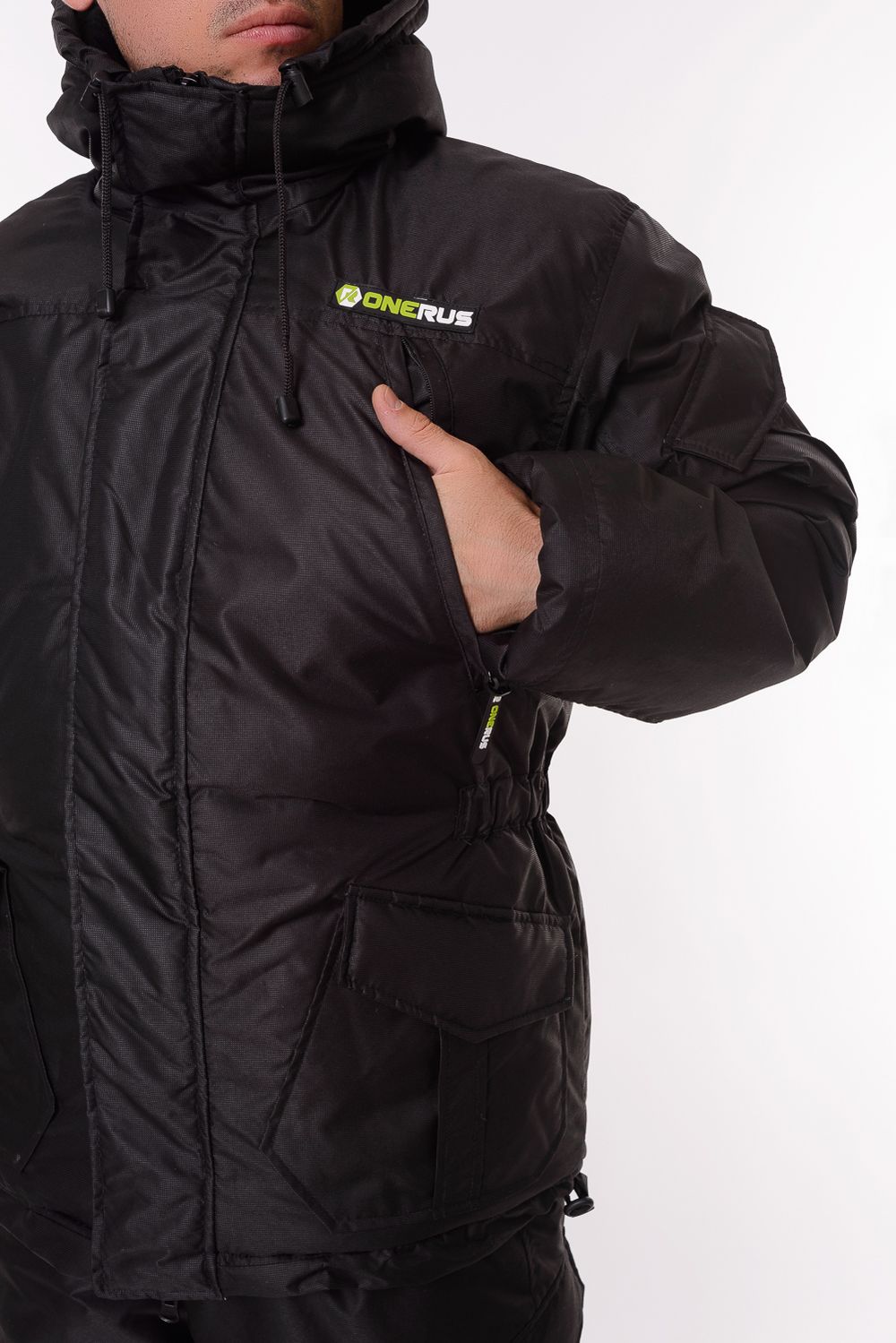 Зимний костюм для охоты и рыбалки ONERUS "Горный -45" (Таслан, Черный) Полукомбинезон