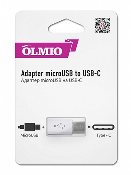 Адаптер Micro USB/USB-C Olmio White