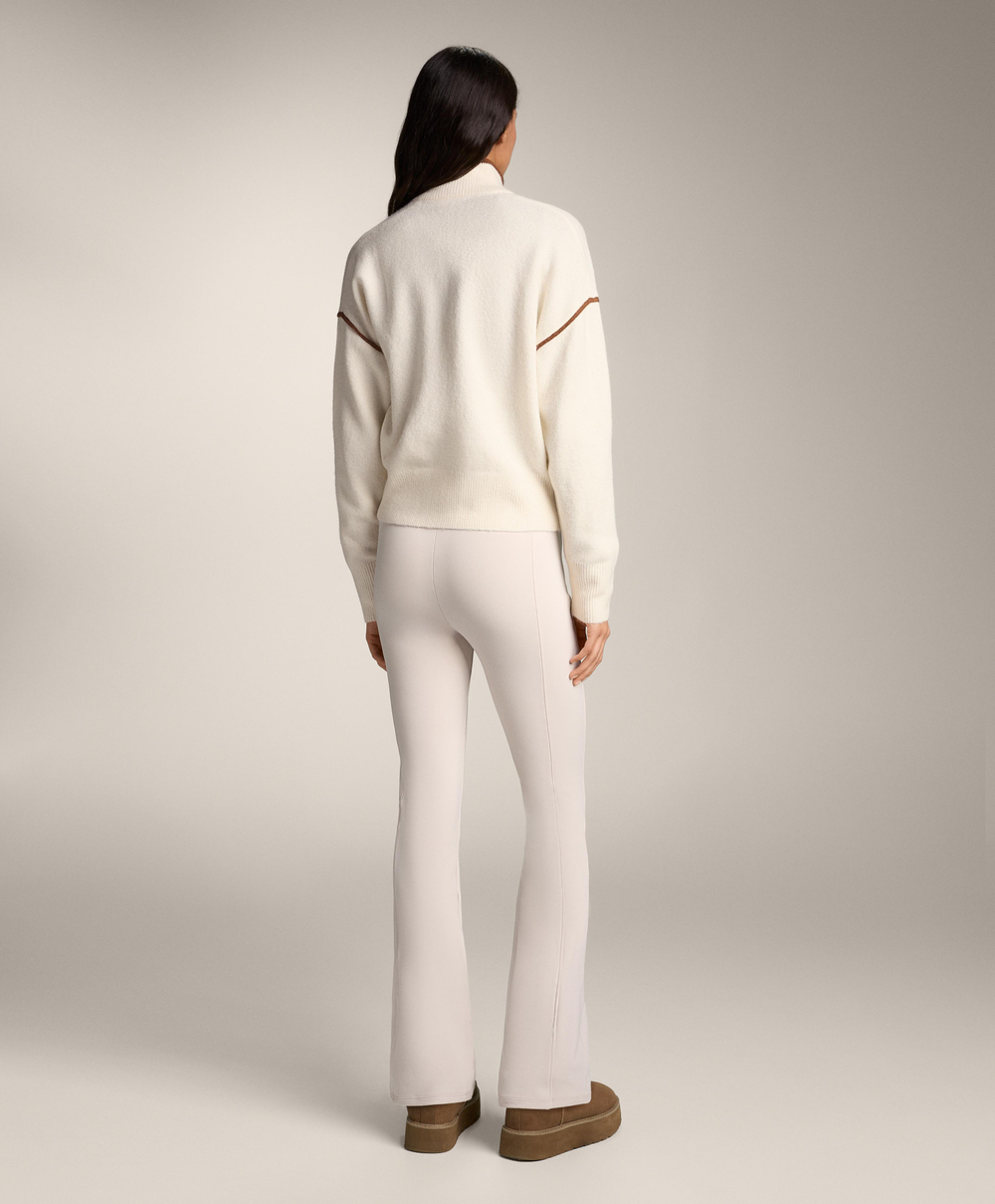 Oysho Свитер с высоким воротником и контрастными деталями, светлый экрю