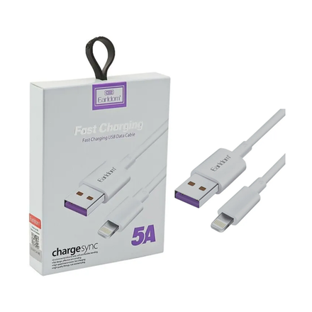 Кабель для зарядки Earldom EC-080I USB-A - Lightning, 5A, 1м, быстрая зарядка, белый