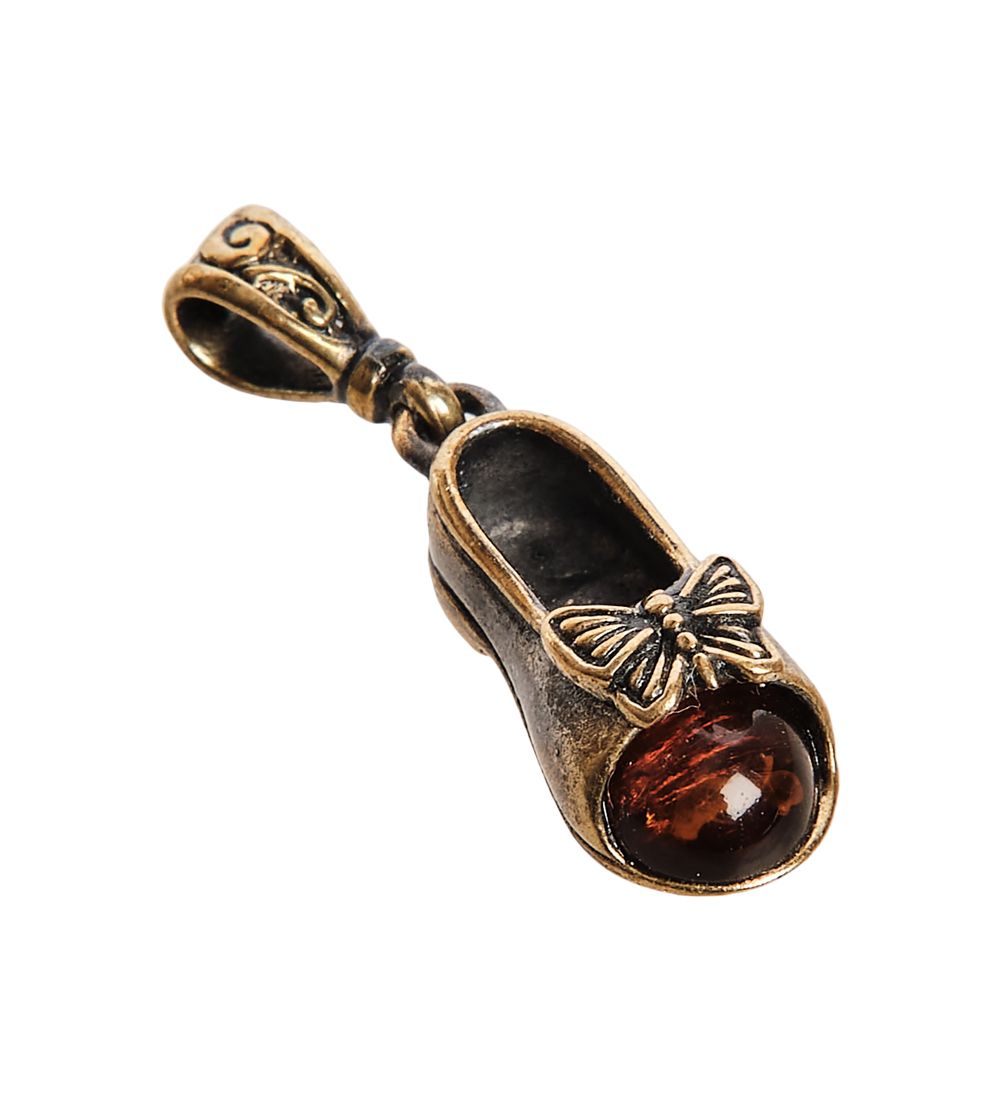 AM-2891 Подвеска «Тапка» (латунь, янтарь)