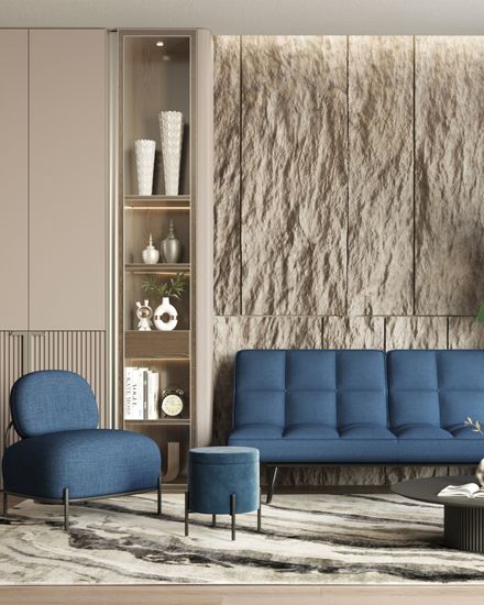 Пуф Грейс с ящиком велюр синий