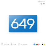 Номер на дверь 649, табличка на дверь для офиса, квартиры, кабинета, аудитории, склада, голубая 120х70 мм, Айдентика Технолоджи