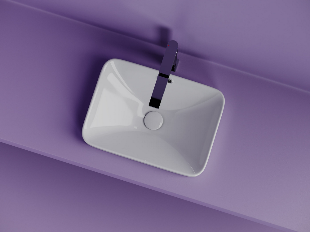 Раковина встраиваемая сверху CERAMICANOVA Element с отверстием слива - перелива прямоугольной формы 460x330x170 мм цвет белый арт. CN6078