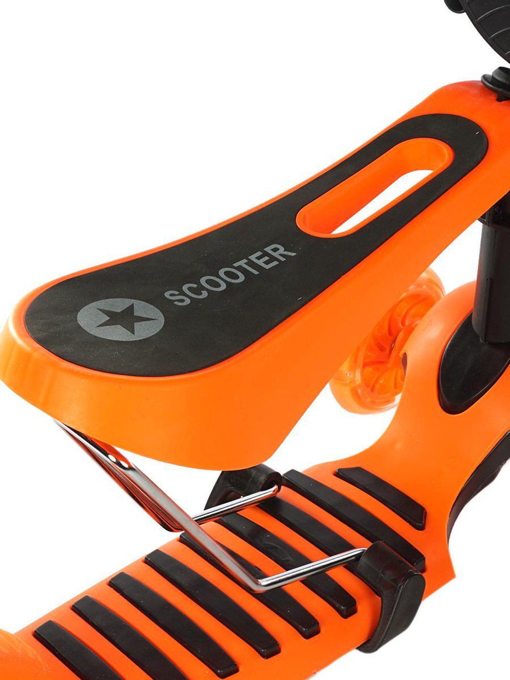 Самокат 3-колесный с сиденьем 56x14x70.5см,перед.колесаPUсо вспышкой, зад.колесоPVC,макс.нагруз.30кг