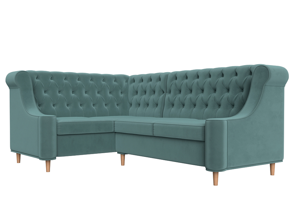 Диван кухонный угловой Бронкс левый угол, Бирюзовый, Велюр, 110362L