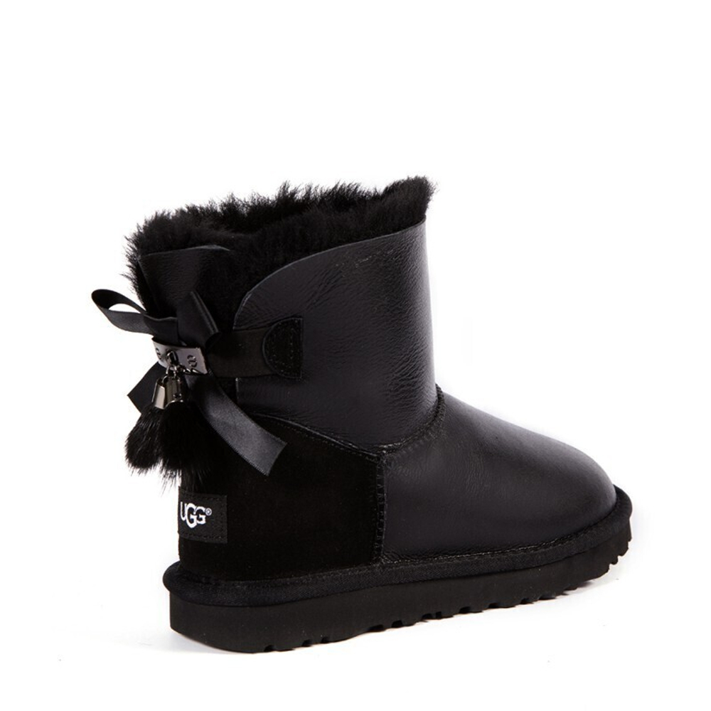 Угги Mini Bailey Bow Fur Brush Metallic Boot Black