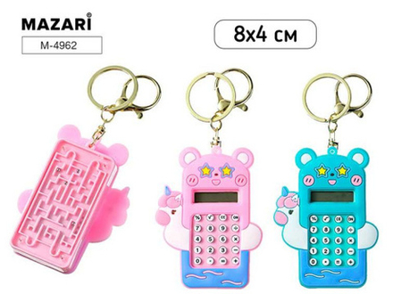Калькулятор - брелок  8 разр. Mazari. Мишка, 4 диз.