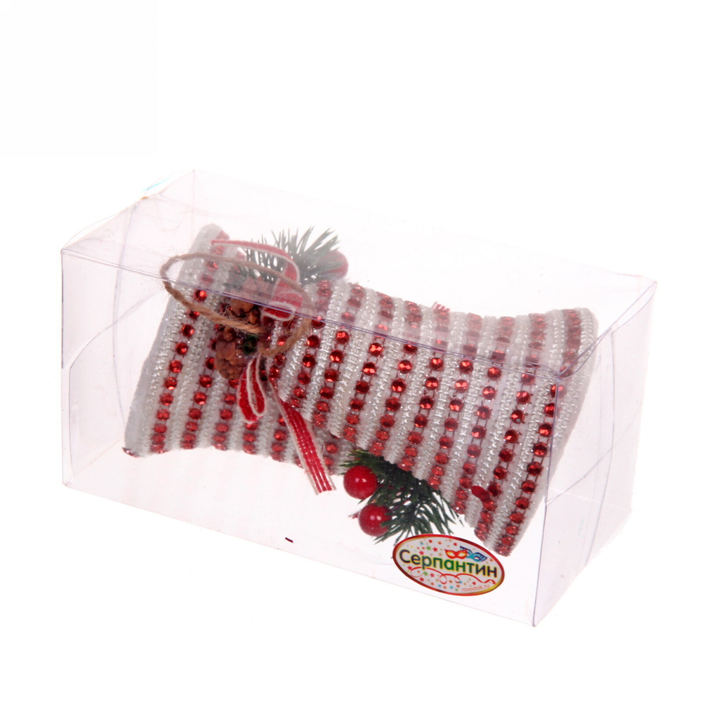 Ёлочные игрушки «Колокольчики с бусинками» 11 см (набор 2 шт), Красный