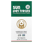 Sun Chlorella, Sun Pet Treats ™, хлорелла и элеутерококк, для собак и кошек, 120 таблеток