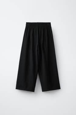 ZARA БРЮКИ WIDE LEG С ЖАТЫМ ЭФФЕКТОМ, ЧЕРНЫЙ