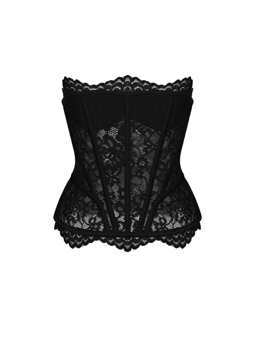 Удлиненный корсетный топ из кружева