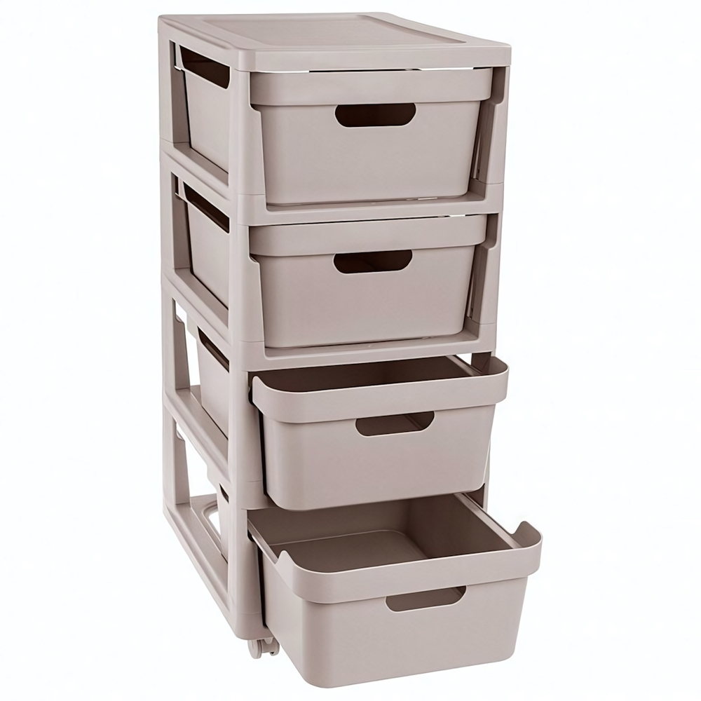 Комод на колесах luxe, 4 ящика, 300х385х690 мм (светло-бежевый)