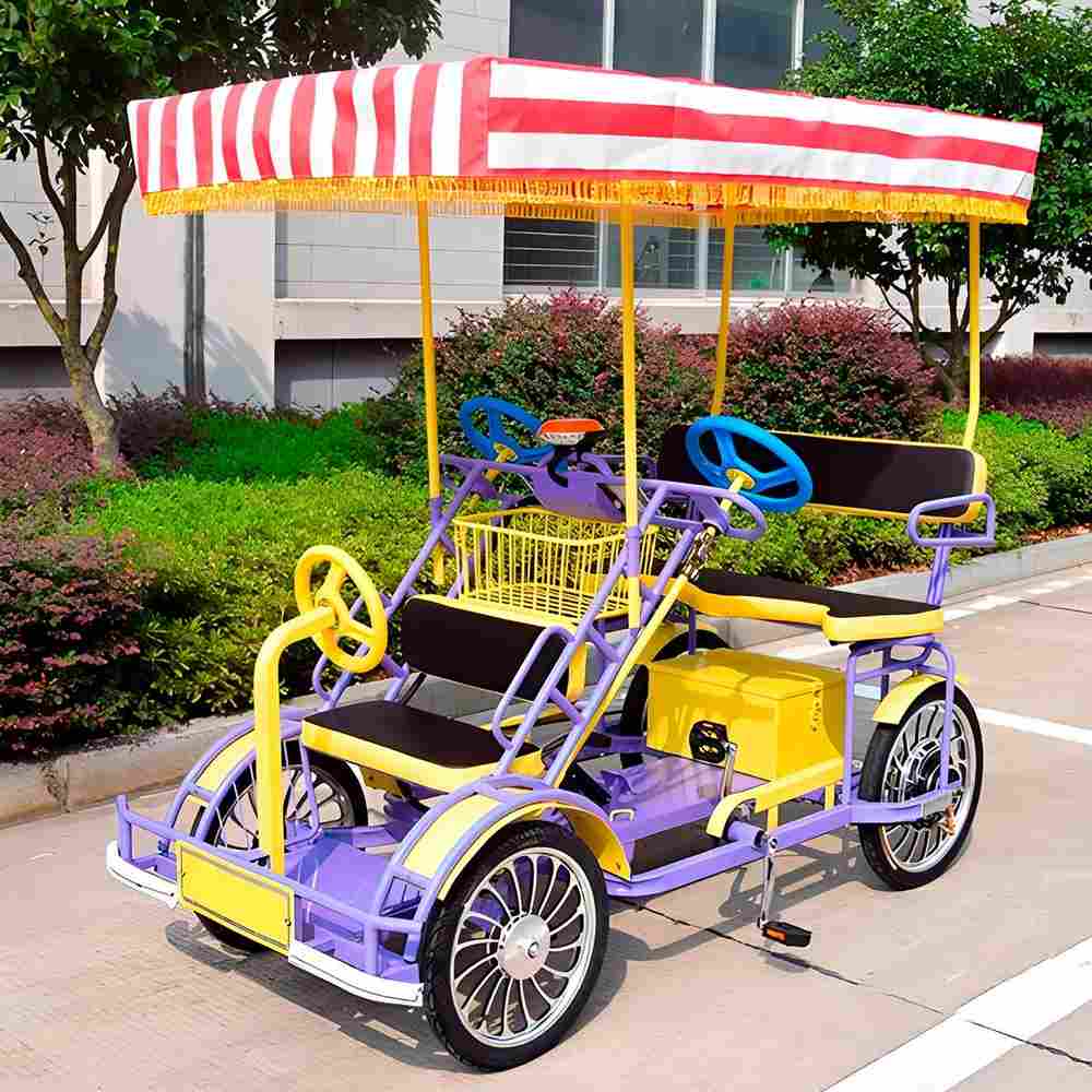 Семейный велосипед, двухместный, красный