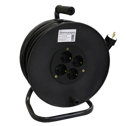Удлинитель на катушке 4 розетки с/з., 50 метров, провод ПВС 3х1,5