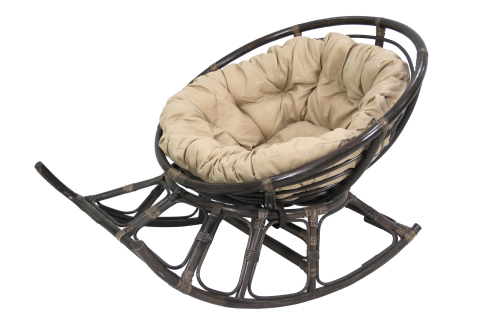 Кресло -качалка на полозьях Папасан Харли D110 арт.CV-20C 3 уп(1 уп корзина коньяч, 1 уп полозья, 1 уп подушка)