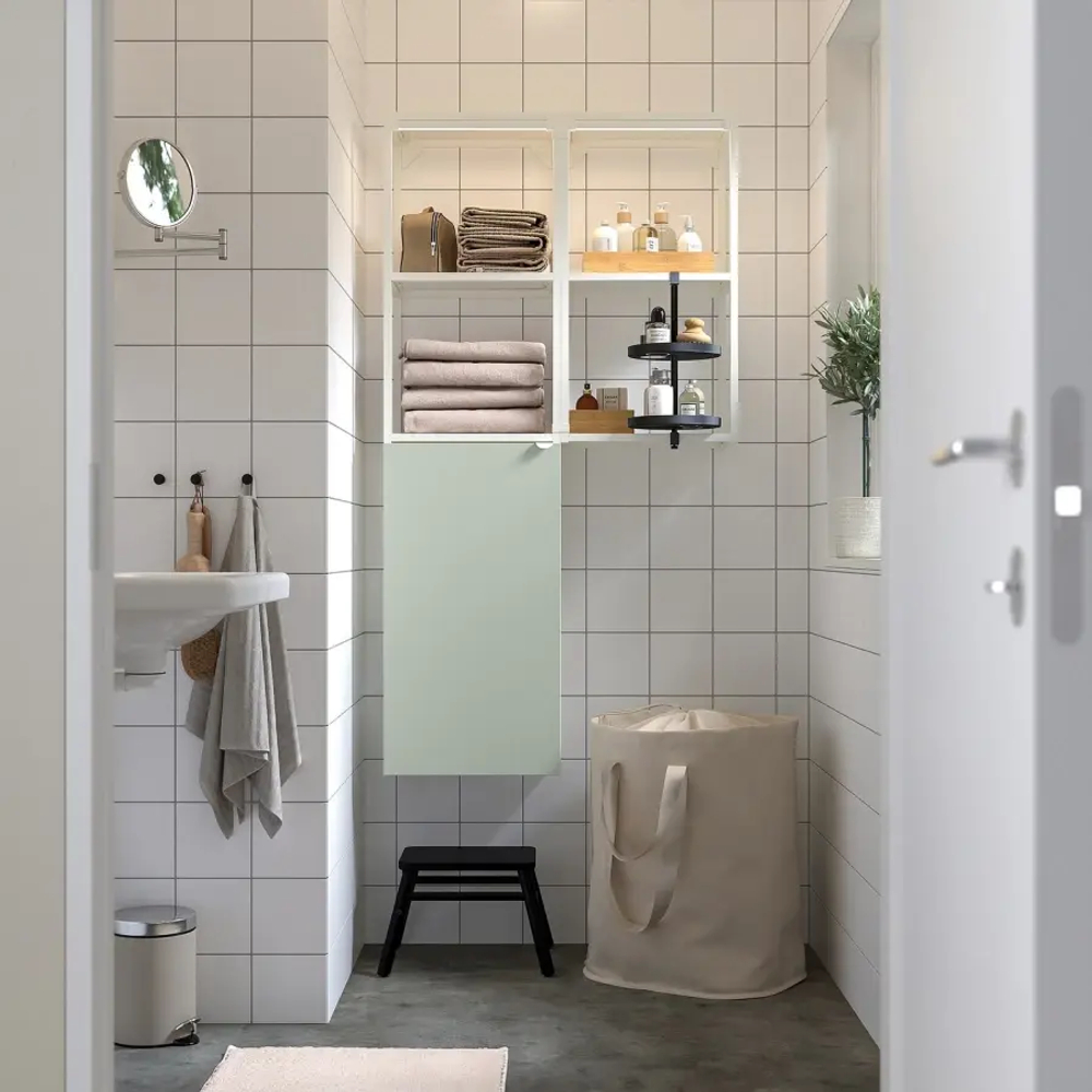 Комбинация для ванной - IKEA ENHET, 80х32х150 см, белый/светло-зеленый, ЭНХЕТ ИКЕА