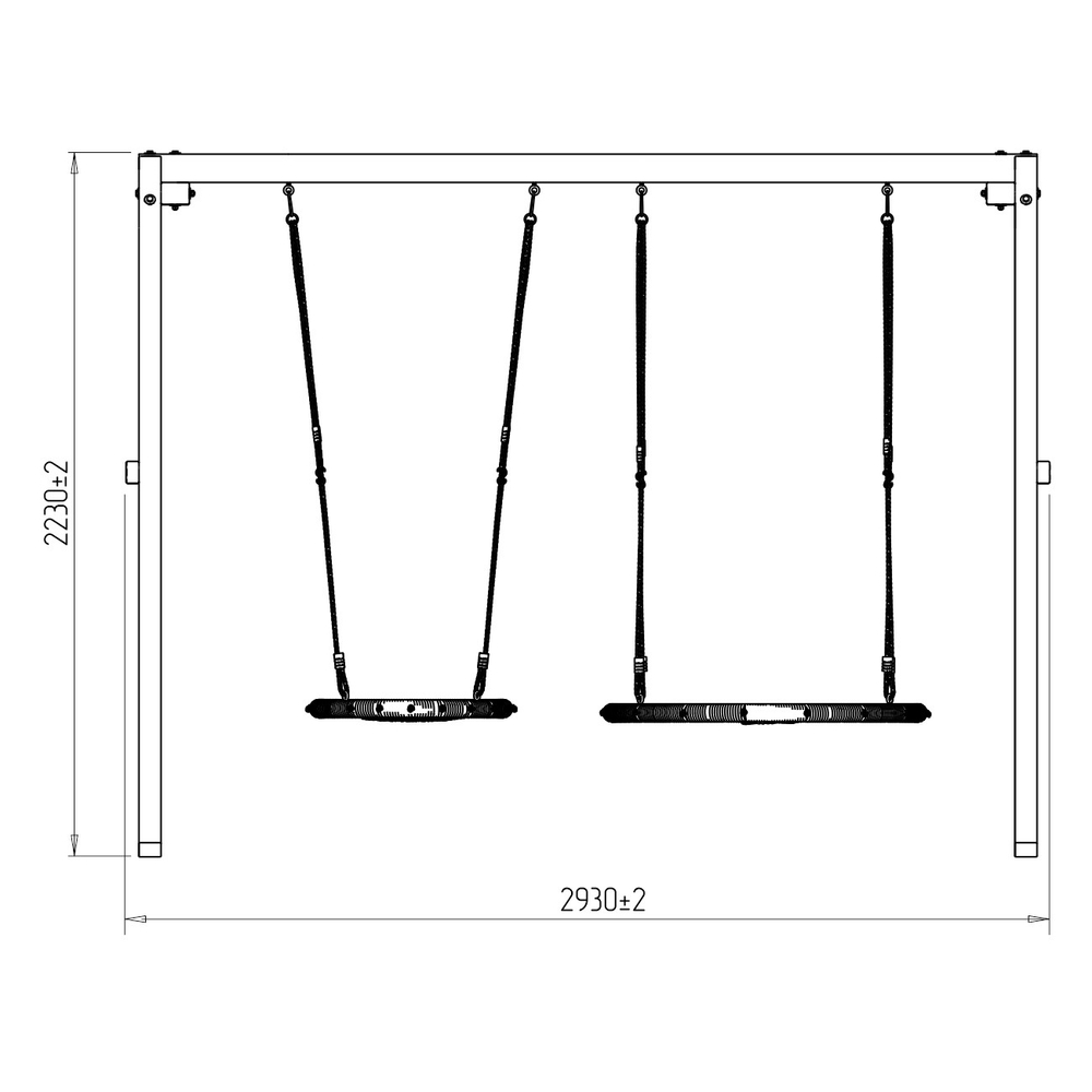 Деревянные качели с качелями гнездо 60 см и качелями гнездо 100 см