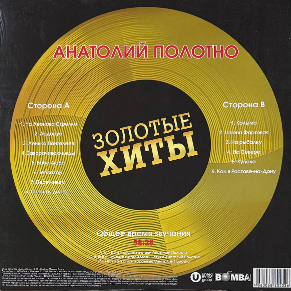 Анатолий Полотно ‎– Золотые Хиты (Россия 2024г.) Gold