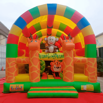 Коммерческий надувной батут «Страна Сафария 2» с крышей и высокими горками, 10x5x5 м