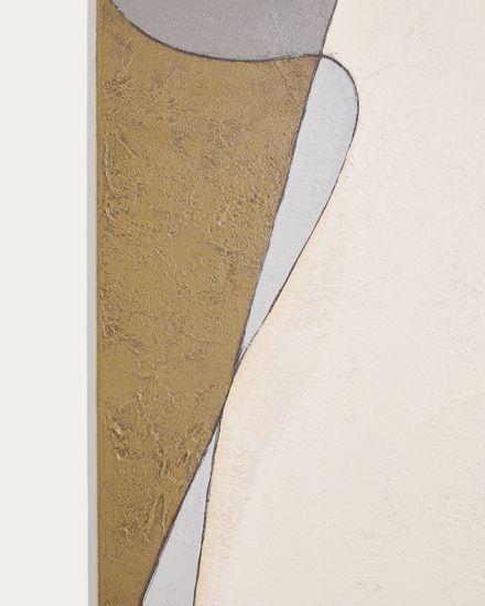 Абстрактный холст Marvilo серо-горчичного цвета 120 x 200 см