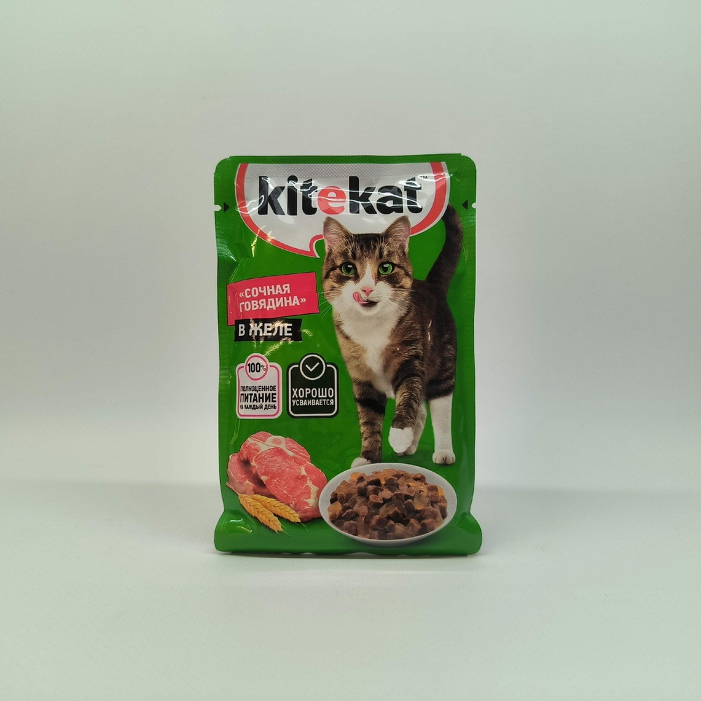 Говядина в желе, 85г влажный корм для кошек KiteKat