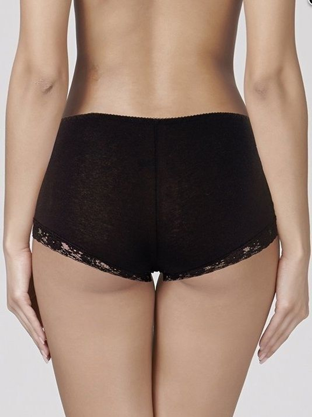 Трусики-слип с завышенной линией талии из хлопка и цветочного кружева (Размер: XL) (Цвет: бежевый)