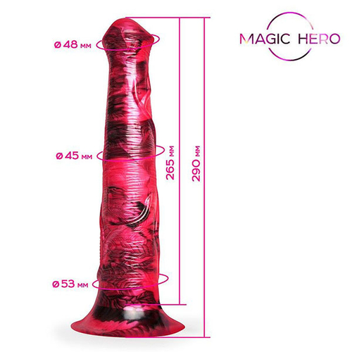 Малиновый фантазийный фаллоимитатор с имитацией эякуляции 29см Bior Toys Magic Hero MH-13032