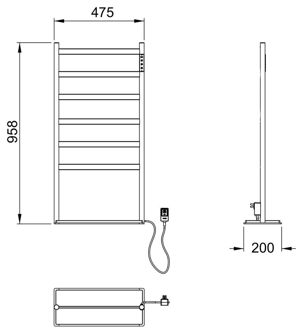 Полотенцесушитель электрический напольный WONZON & WOGHAND ESSEN, Темный графит (WW-A406-GM)