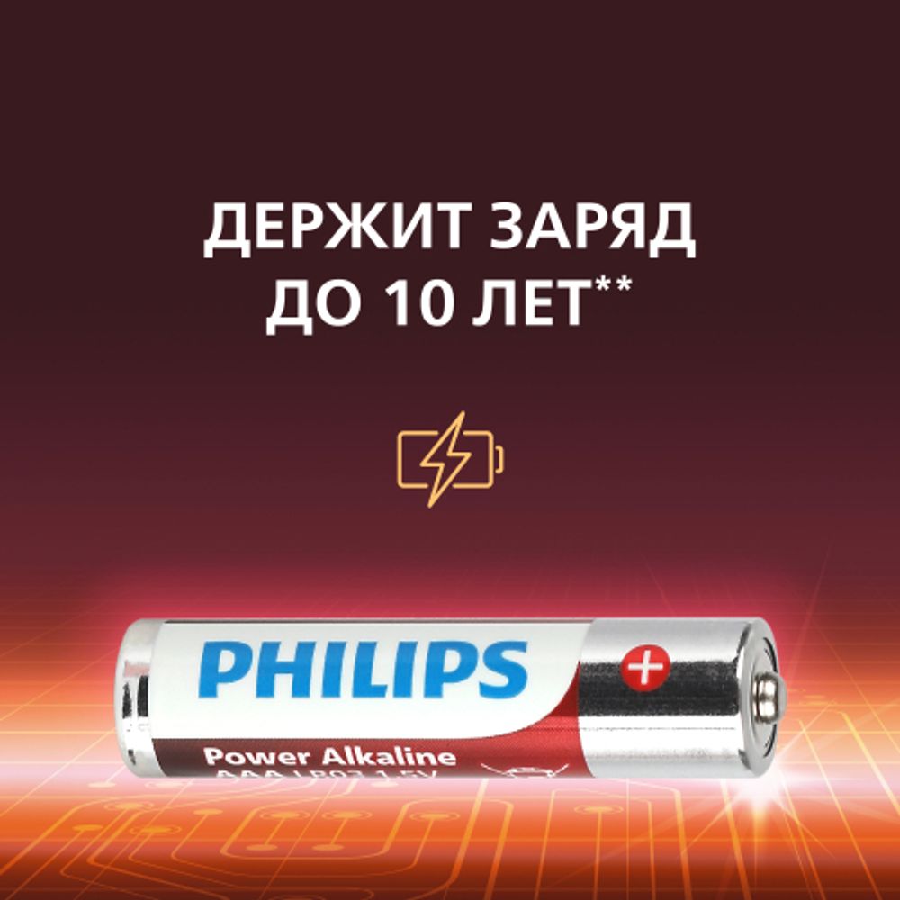 Батарейки Philips LR03P12W/51 ААА алкалиновые 1,5v 12 шт. LR03-12BL Power