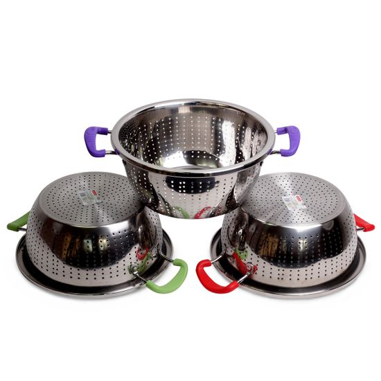 Дуршлаг 22 см. из нержавеющей стали Kamille KM-4357 с двумя силиконовыми ручками