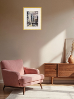 Картина авторская акварельная в паспарту 30х40 см на стену для интерьера "Урбанистический пейзаж"