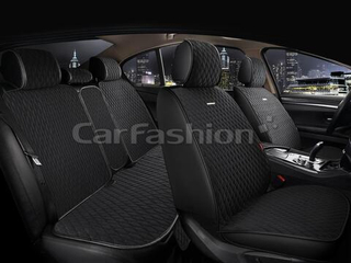 Накидки сидений ПОЛНЫЙ CarFashion (кт) -«RUBIN PLUS» 22694 -Велюр черный/черный/черный