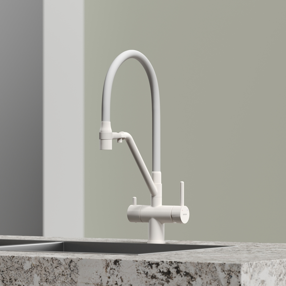 Смеситель для кухни Sancos Dora с гибким изливом, цвет матовый белый/белый, арт. SC4003MW