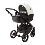 Детская универсальная коляска Adamex NOLA Deluxe 2 в 1 N-SD104 (Кремовая экокожа, Черная экокожа)