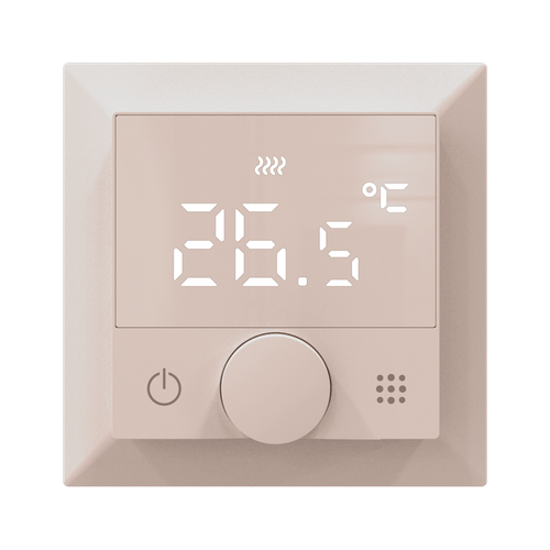 Термостат с датчиком пола, 16 A, 55*55 мм, шампань, ручка настройки